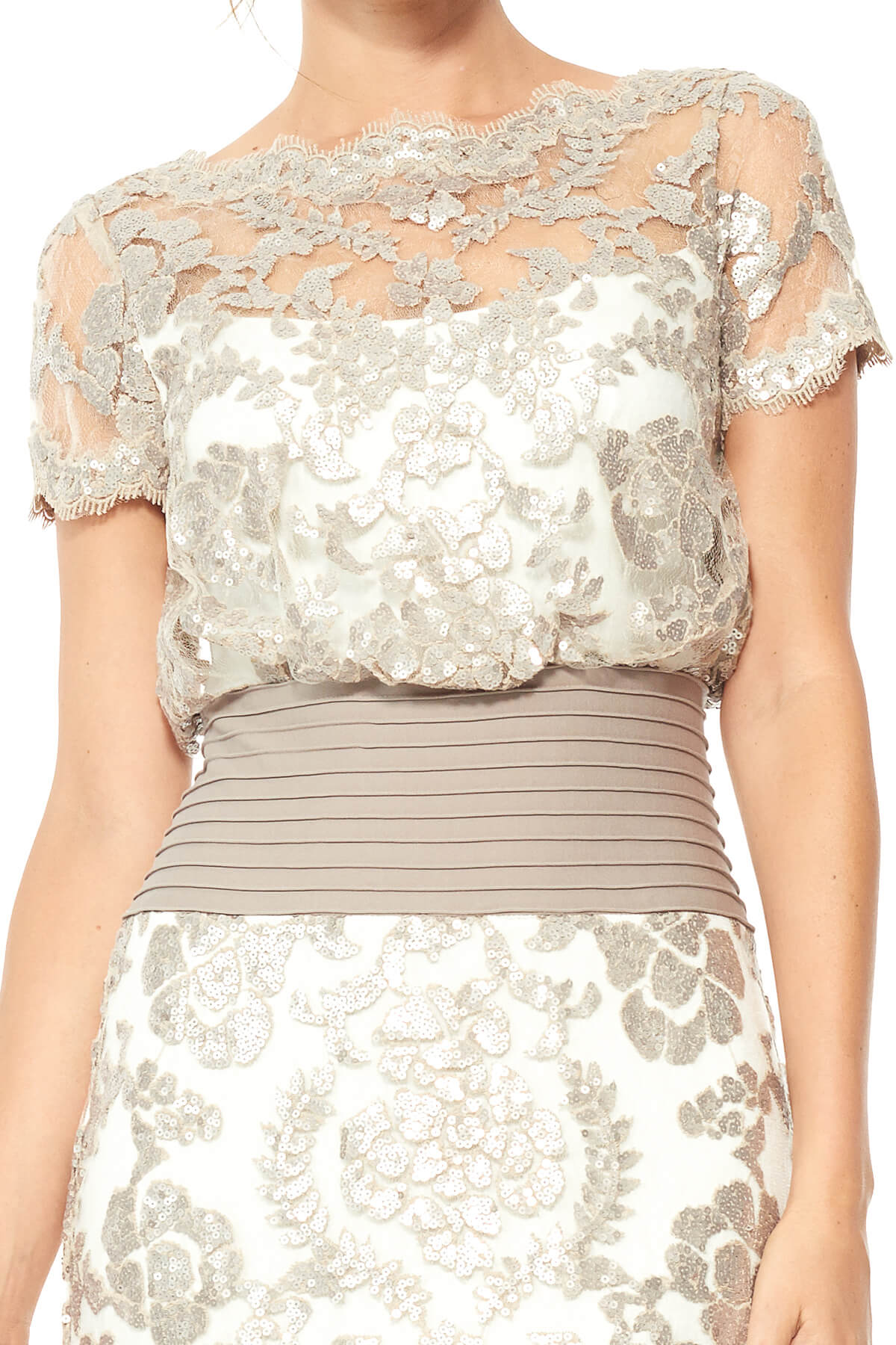 Vestido Blouson Paillette de Encaje - Tadashi Shoji — foto 2