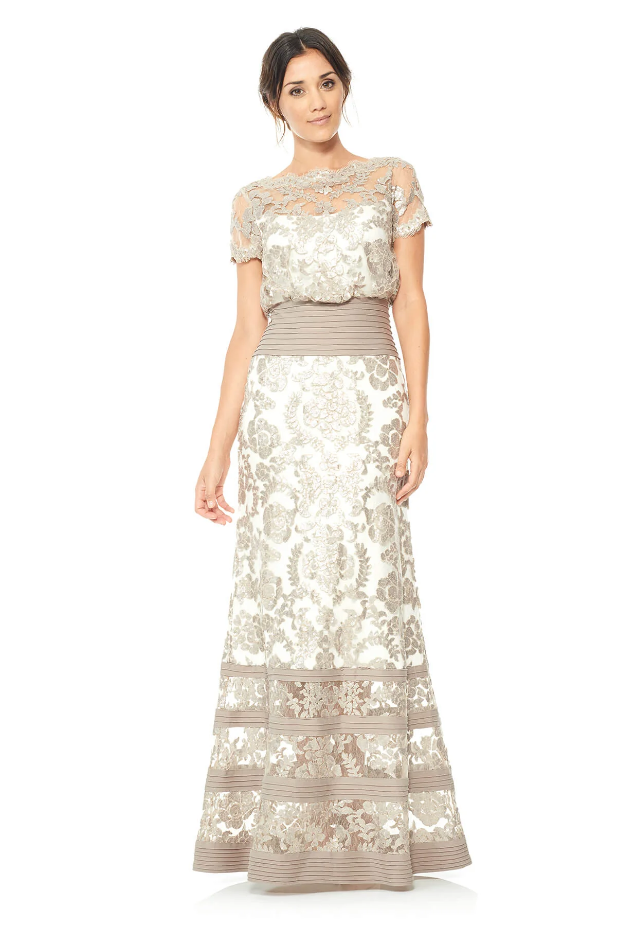Vestido Blouson Paillette de Encaje - Tadashi Shoji